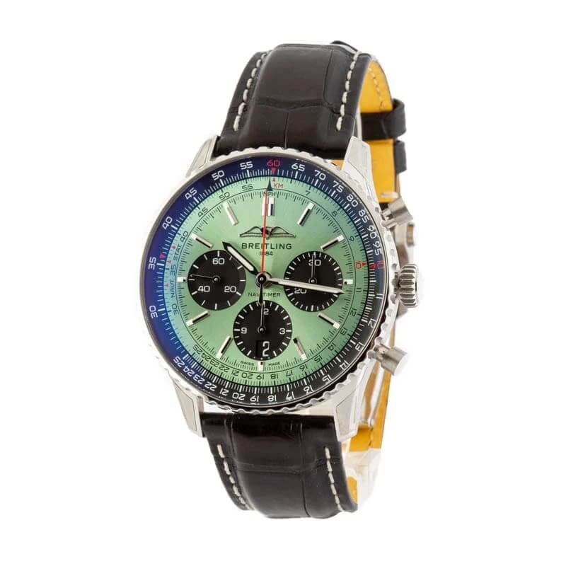 Breitling Navitimer B01 Chronograph 43 Stainless Steel AB0138241L1P1 Mint Green Dial Replica