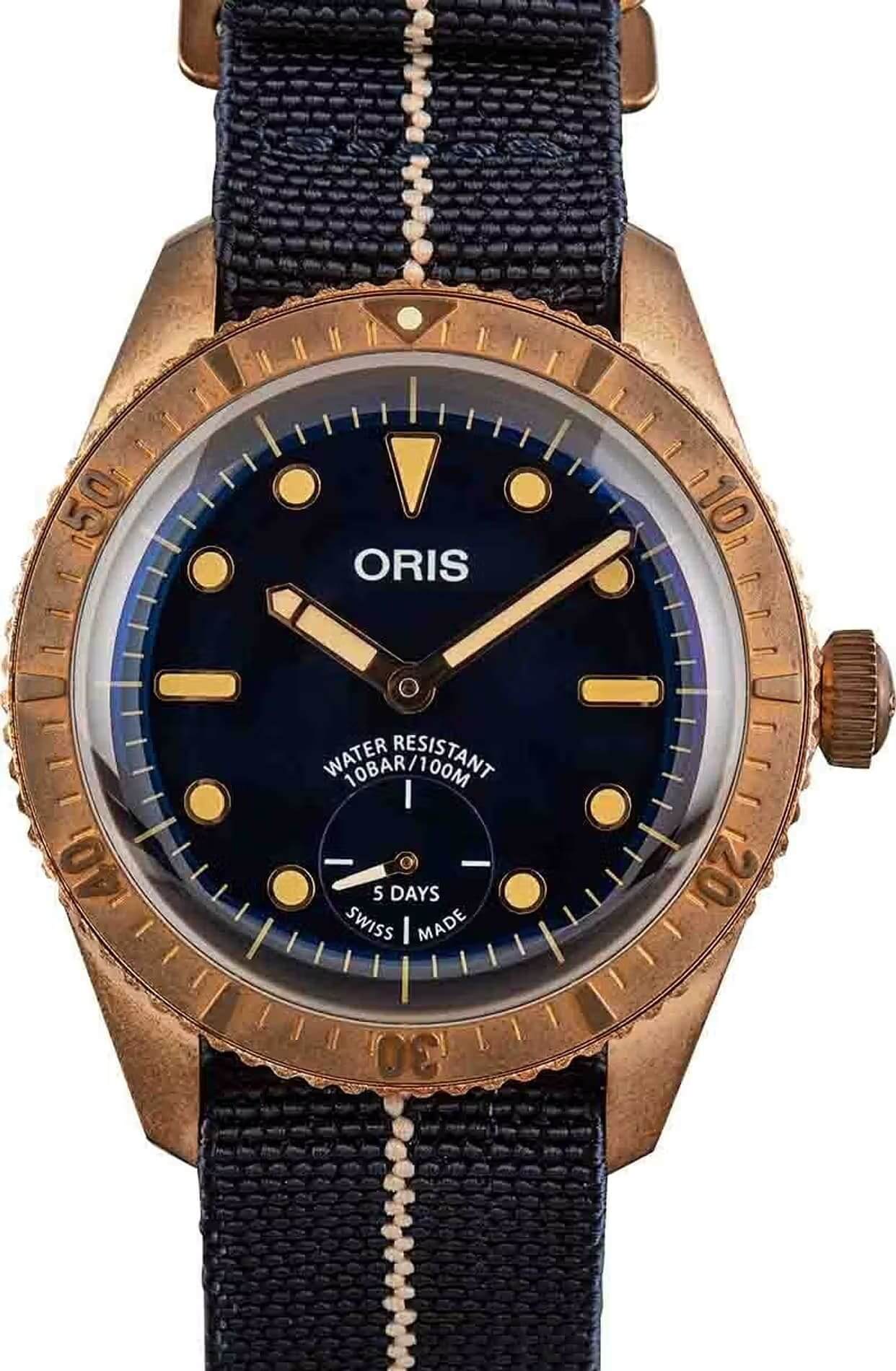 Oris Divers Carl Brashear Calibre 401 Limited Edition Bronze Black 01 401 7764 3185-Set Navy Blue Dial Replica