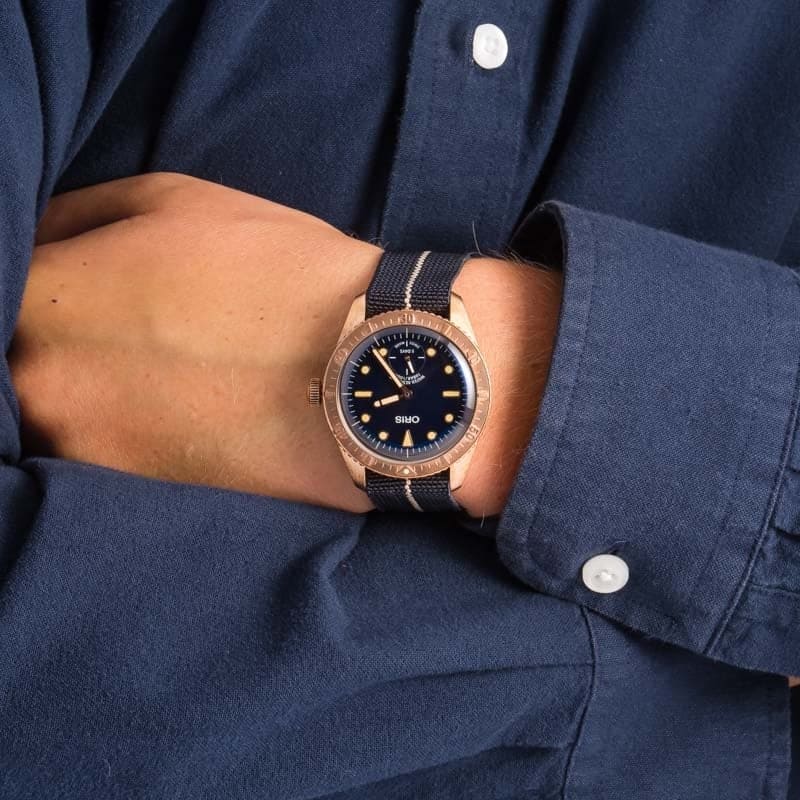 Oris Divers Carl Brashear Calibre 401 Limited Edition Bronze Black 01 401 7764 3185-Set Navy Blue Dial Replica