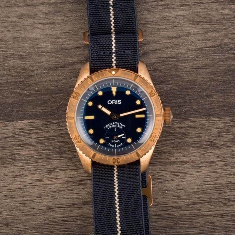 Oris Divers Carl Brashear Calibre 401 Limited Edition Bronze Black 01 401 7764 3185-Set Navy Blue Dial Replica