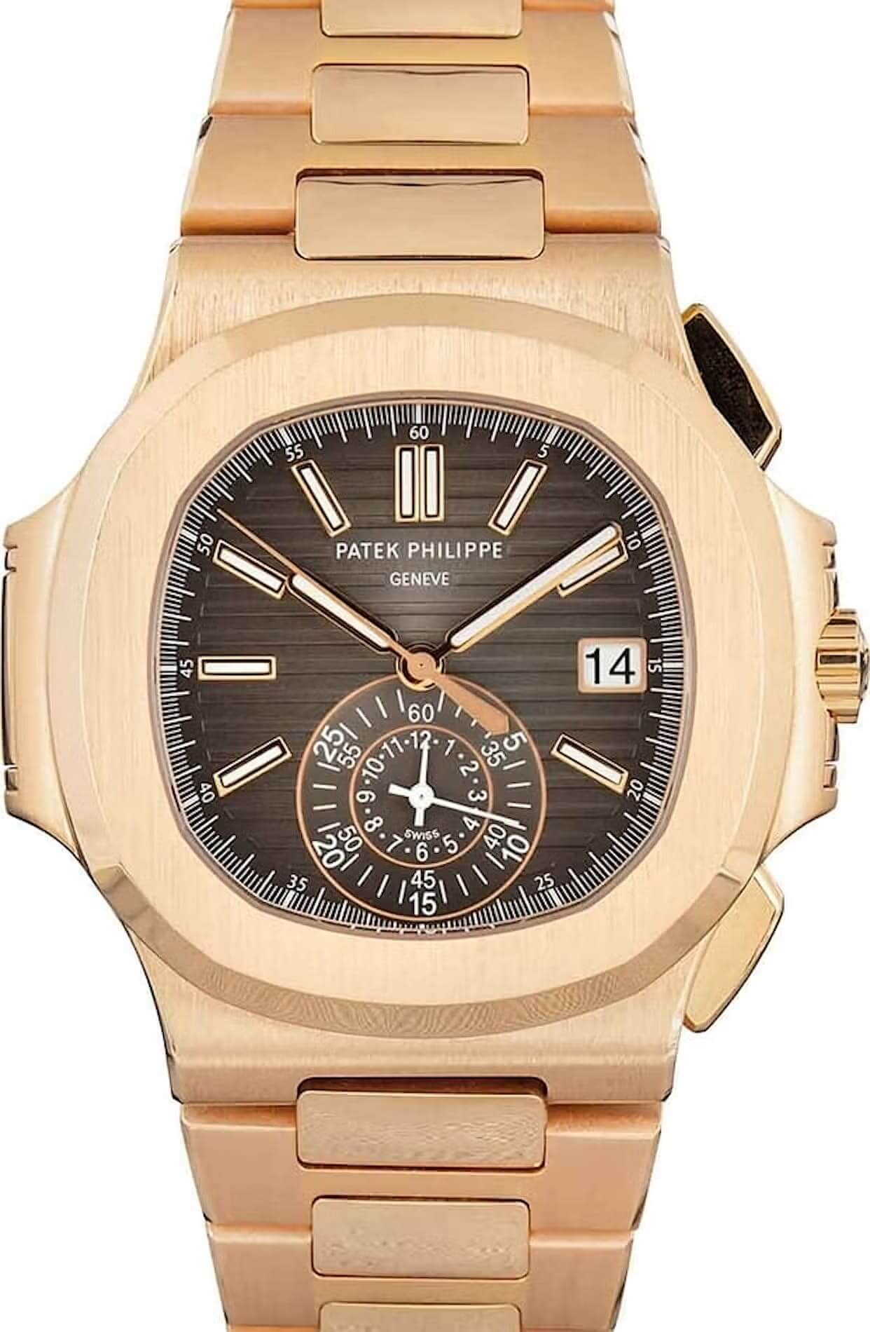 Patek Philippe Nautilus Flyback Chronograph 18k Rose Gold 5980R-001 Gradient Brown Dial Replica