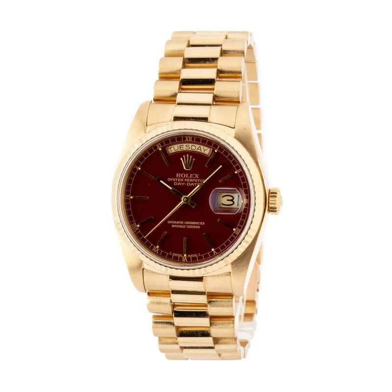 Rolex Day-Date 18038 Oxblood Dial Champagne Dials Replica