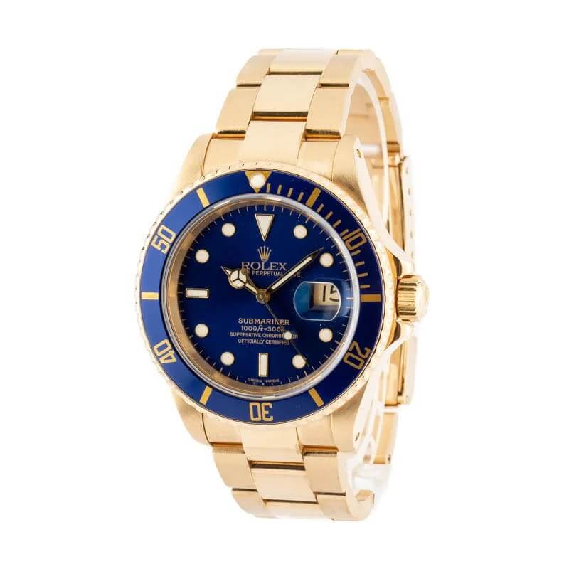 Rolex Submariner 18k Gold Model 16618 Black-Blue Dial Replica