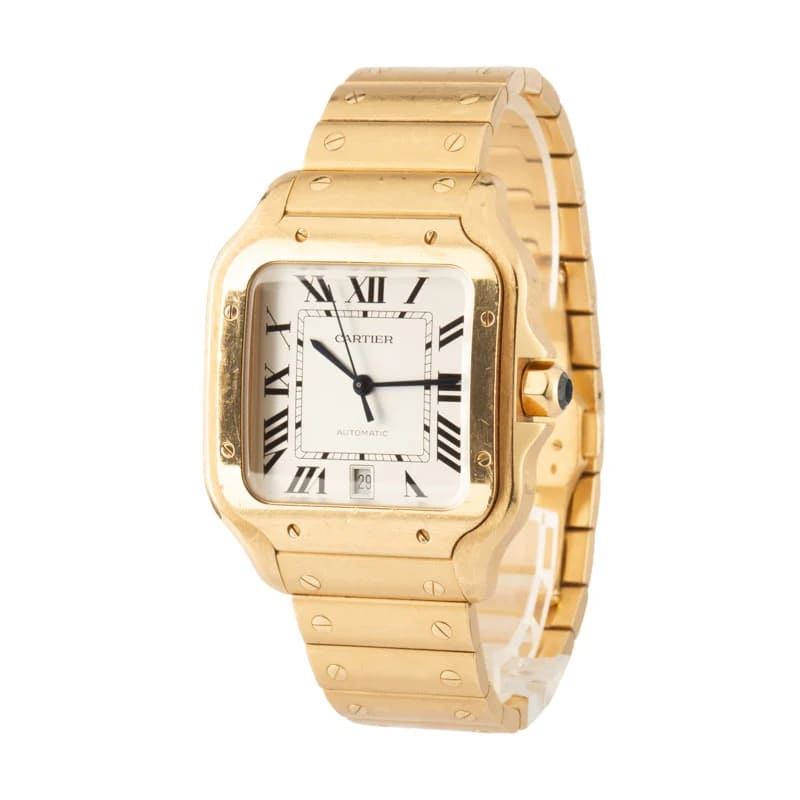 Cartier Santos 100 WGSA0029  Watch 18k Yellow Gold Silver Dial Replica