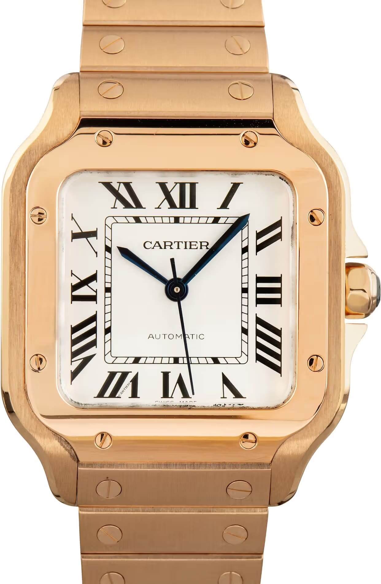 Cartier Santos De Cartier WGSA0031 18k Rose Gold Silver Dial Replica