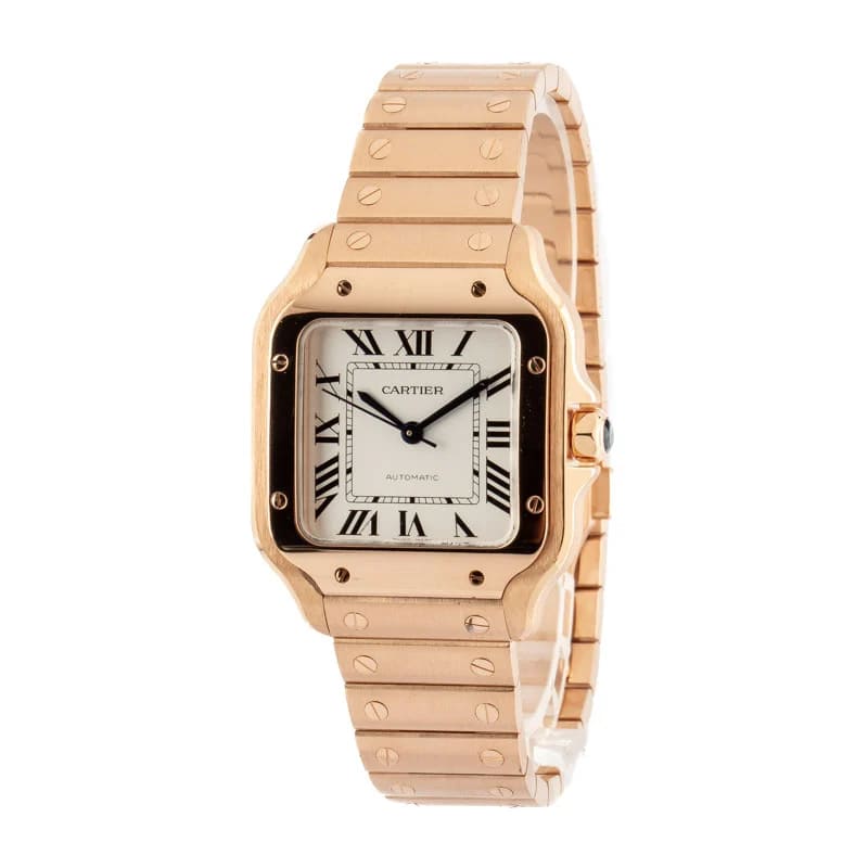 Cartier Santos De Cartier WGSA0031 18k Rose Gold Silver Dial Replica