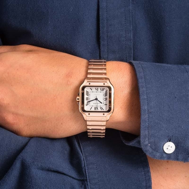 Cartier Santos De Cartier WGSA0031 18k Rose Gold Silver Dial Replica