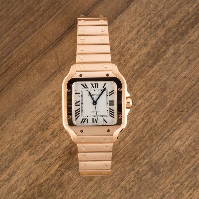 Cartier Santos De Cartier WGSA0031 18k Rose Gold Silver Dial Replica