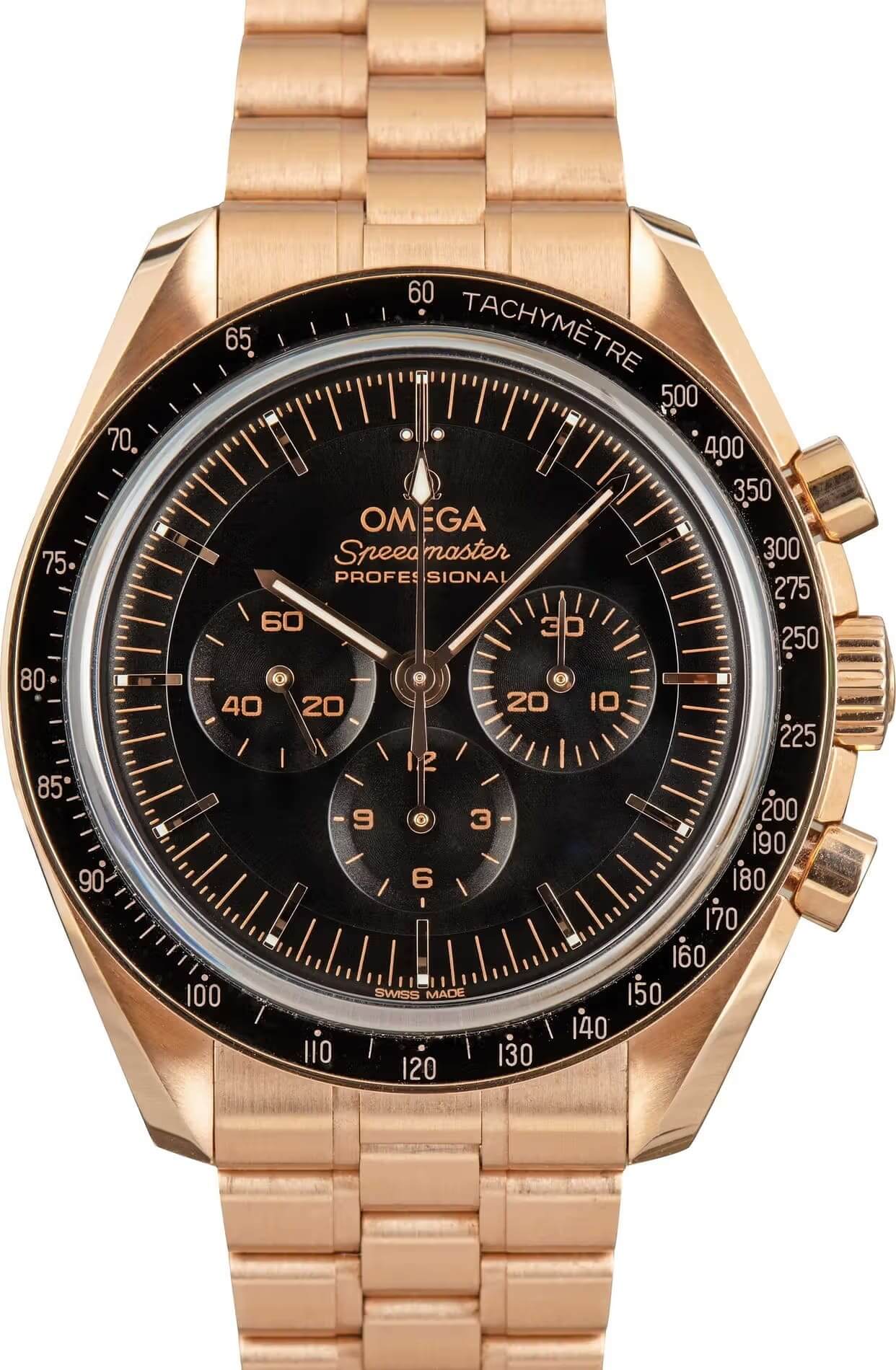 Omega Speedmaster Moonwatch Professional 18k Sedna Gold Black Dial Replica