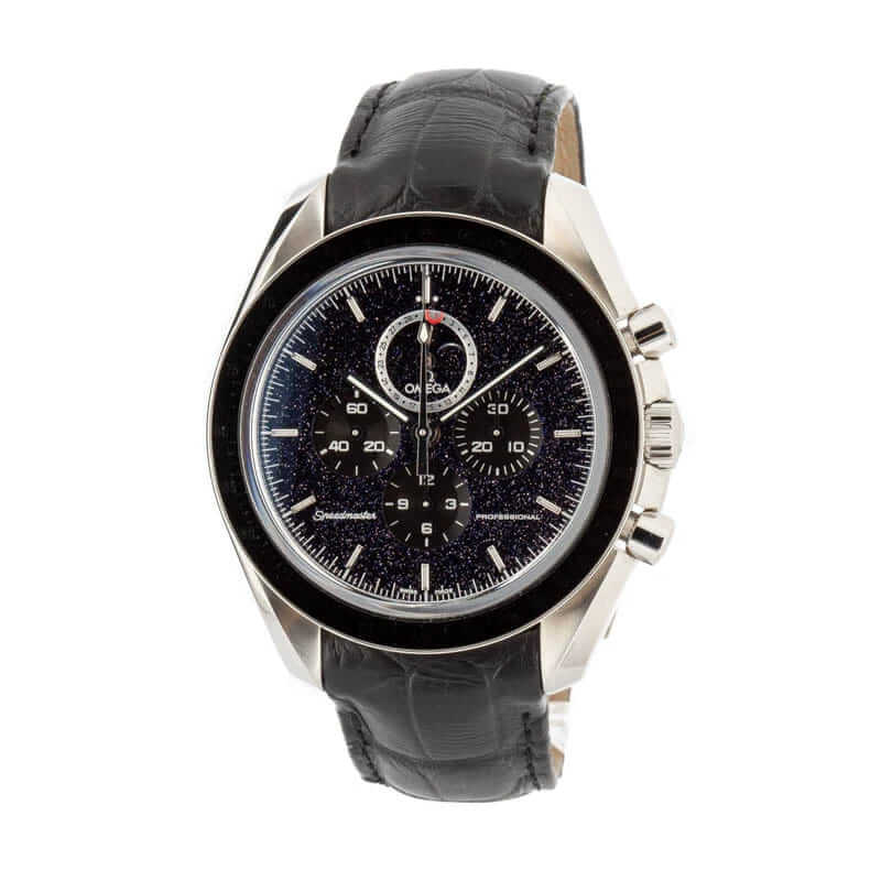 Omega Speedmaster Moonphase 311.33.44.32.01.001 Stainless Steel on Leather Strap Black Dial Replica